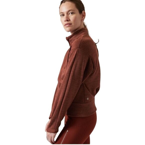 Athleta Altitude Polartec 1/2 Zip Sweatshirt Mahogany Heather Size S - Picture 4 of 12